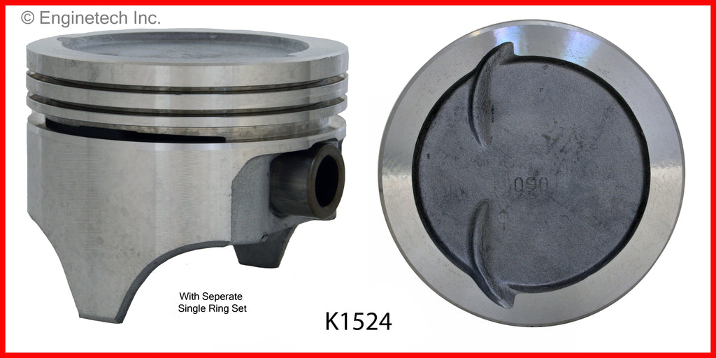 Enginetech K1524(8)060 Engine Piston Kit with Full Ring Stack - Import and Domestic Engines