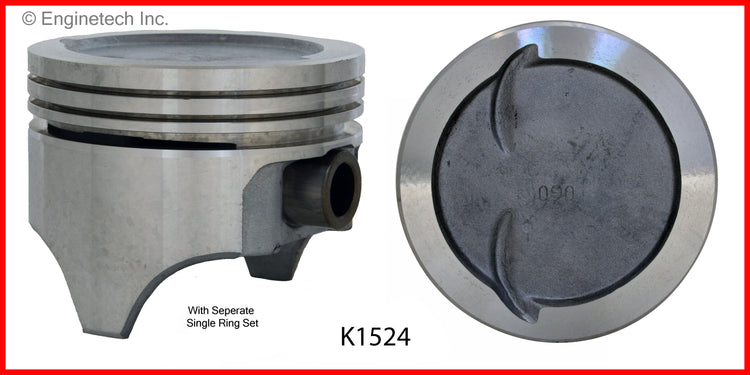 Enginetech K1524(8)040 Engine Piston Kit with Full Ring Stack - High-Quality Replacement Part
