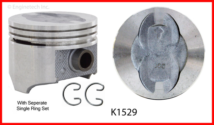 Enginetech K1529(8)030 Engine Piston Kit with Full Ring Stack for Ford F-100 and F-250 (1971-1974 Models)