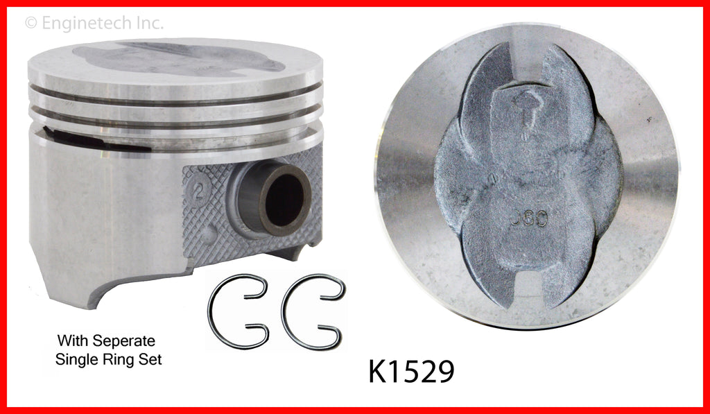 Enginetech K1529(8)P040 Engine Piston Kit with Separate Full Ring Stack for Ford Trucks