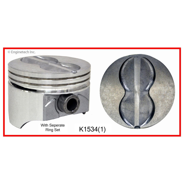 Enginetech K1534(1)030 Engine Single Piston Kit with Separate Ring Stack for Classic Chevrolet and GMC Vehicles