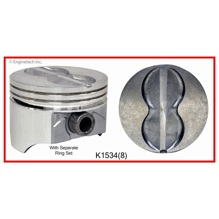 Enginetech K1534(8)030 Engine Piston Kit with Full Ring Stack for Chevrolet and GMC Vehicles