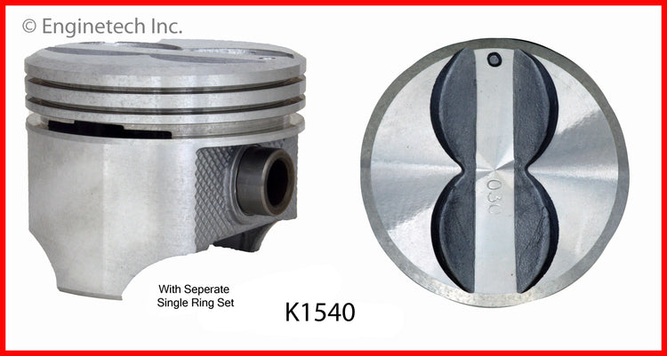 Enginetech K1540(8)030 Engine Piston Kit with Full Ring Stack for Chevrolet and GMC Vans and SUVs
