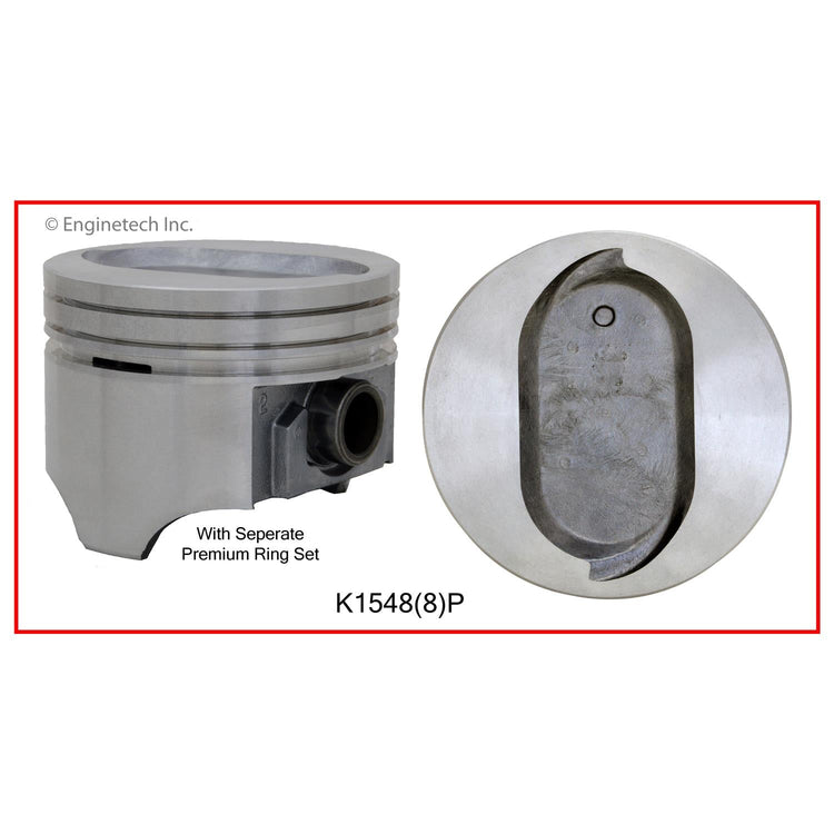 Enginetech K1548(8)P030 Engine Piston Kit with Separate Full Ring Stack for Ford Trucks and Sedans