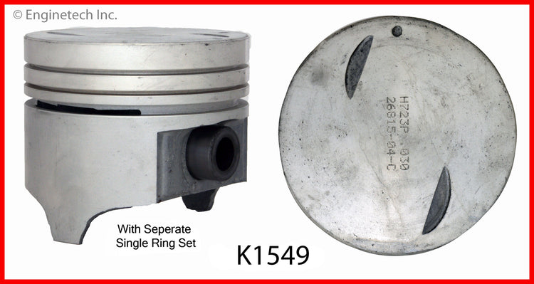 Enginetech K1549(8)P040 Engine Piston Kit with Separate Full Ring Stack
