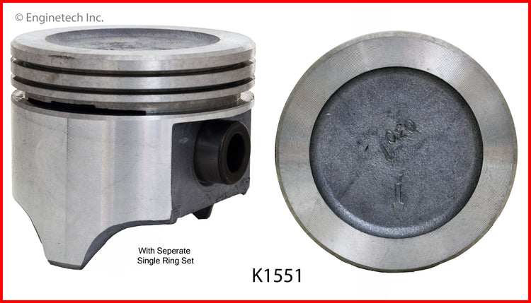 Enginetech K1551(8)P040 Engine Piston Kit with Separate Full Ring Stack for Buick Models