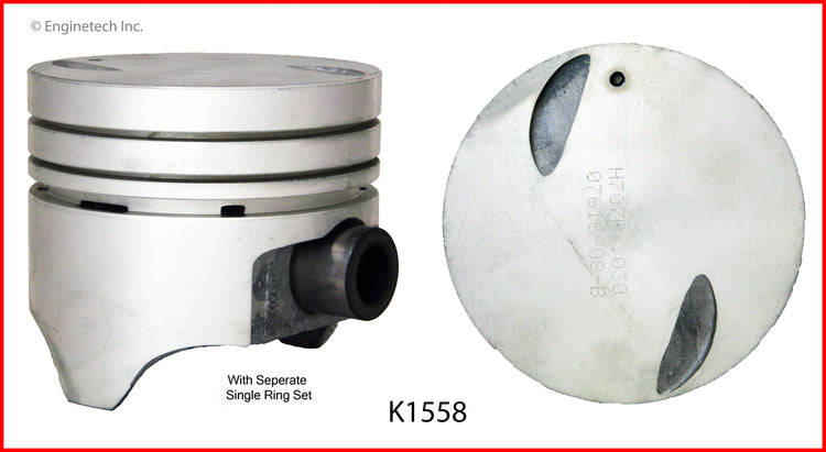 Enginetech K1558(8)P030 Engine Piston Kit with Separate Full Ring Stack