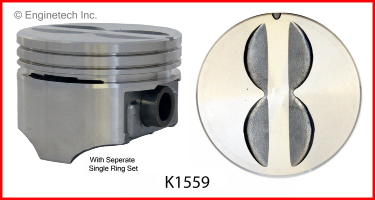 Enginetech K1559(8)040 Engine Piston Kit with Full Ring Stack for Chevrolet and Buick (1980-1988)