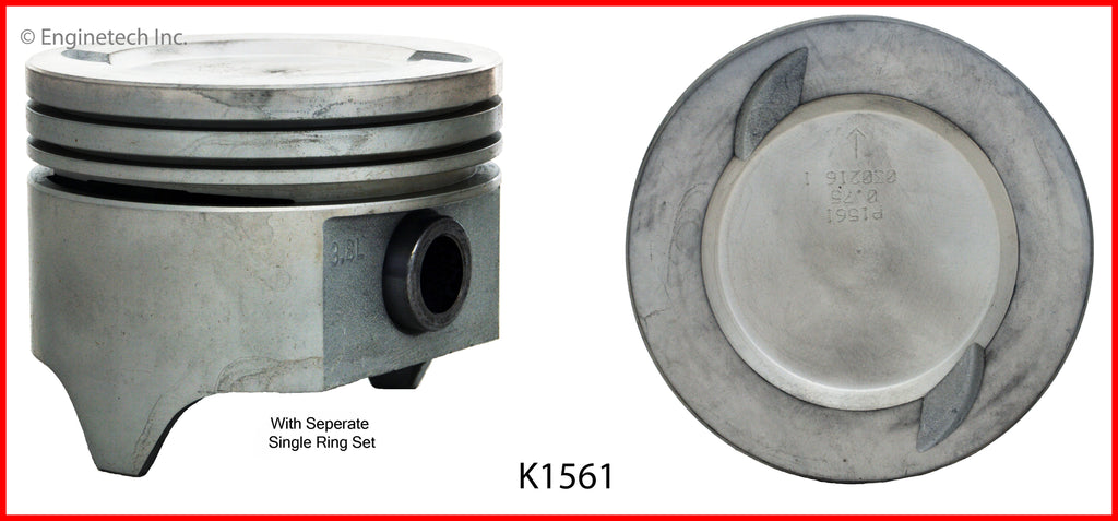 Enginetech K1561(6)P.75 Engine Piston Kit with Separate Full Ring Stack for Ford Models