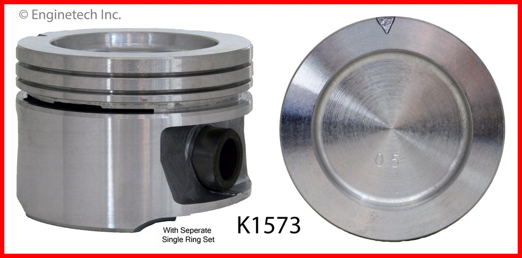 Enginetech K1573(6).75 Engine Piston Kit with Full Ring Stack for Buick, Cadillac, and Chevrolet Models