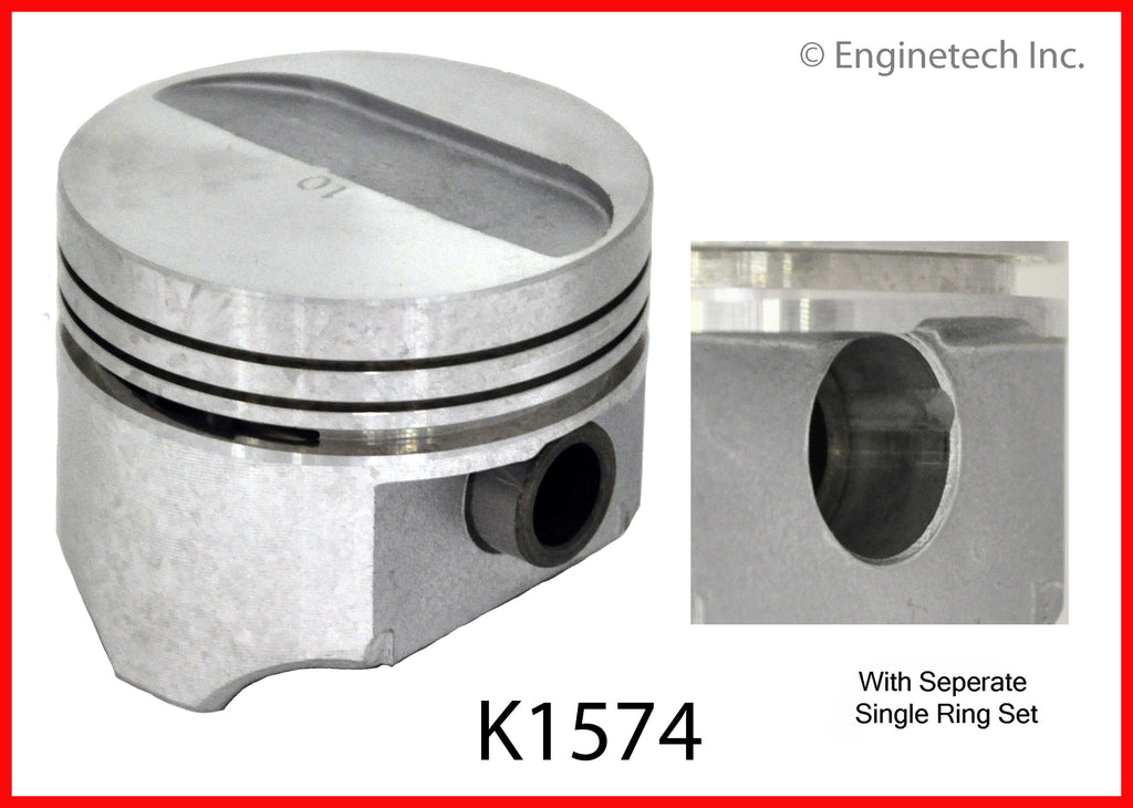 Enginetech K1574(4)PSTD Engine Piston Kit with Separate Full Ring Stack for Plymouth Turismo and TC3