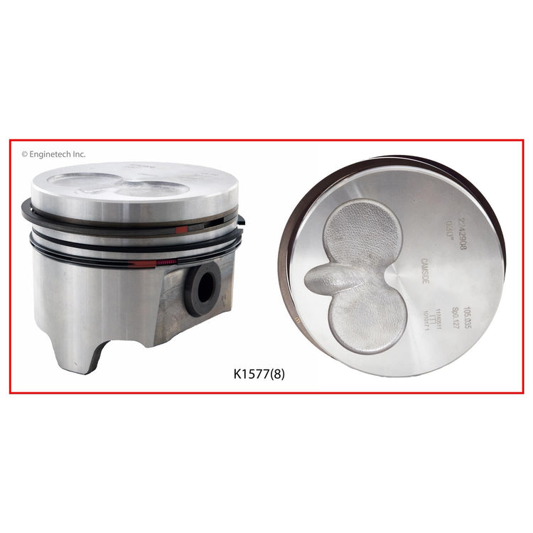Enginetech K1577(8)040 Engine Piston Kit with Separate Full Ring Stack for Domestic and Import Engines