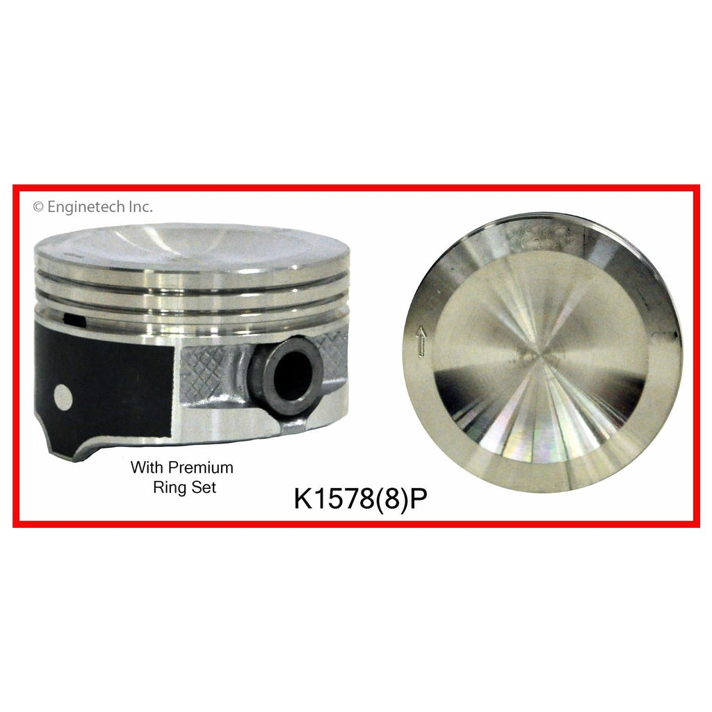 Enginetech K1578(8)PSTD Engine Piston Kit with Full Ring Stack for Ford Crown Victoria and E-150 Econoline
