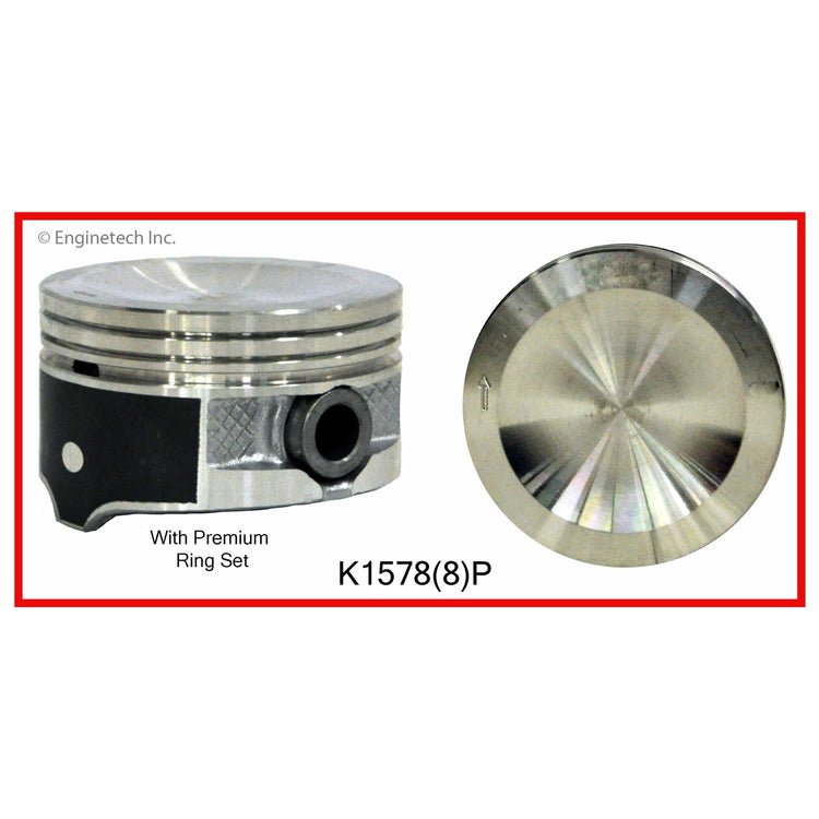 Enginetech K1578(8)P.50 Engine Piston Kit with Separate Full Ring Stack for Ford Crown Victoria and E-150 Econoline