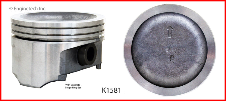 Enginetech K1581(6)PSTD Engine Piston Kit with Full Ring Stack for Buick Models