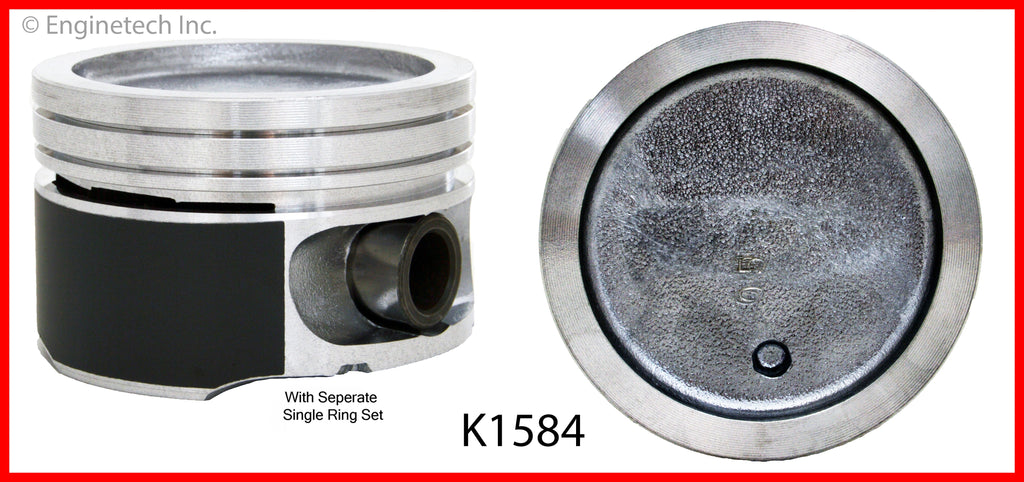 Enginetech K1584(6).75 Engine Piston Kit with Separate Full Ring Stack for Buick and Chevrolet Models