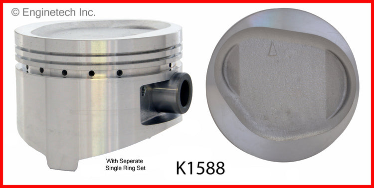 Enginetech K1588(6)PSTD Engine Piston Kit with Separate Full Ring Stack for Dodge, Plymouth, Hyundai, and Chrysler Models