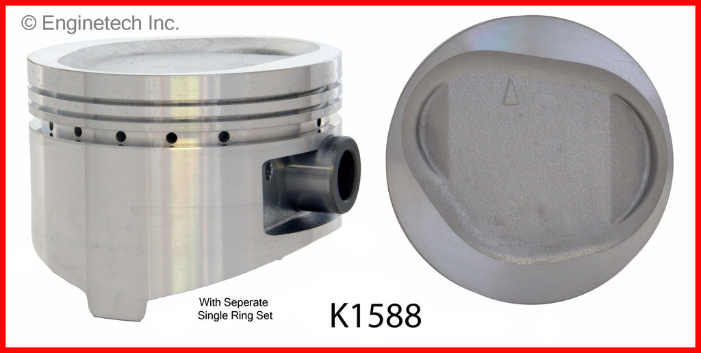 Enginetech K1588(6)P020 Engine Piston Kit with Separate Full Ring Stack for Dodge, Plymouth, Hyundai, and Chrysler Vehicles
