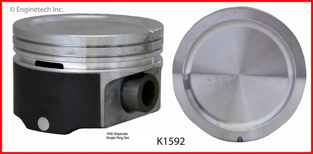 Enginetech K1592(6)P.50 Engine Piston Kit with Separate Full Ring Stack for Isuzu and Chevrolet Vehicles