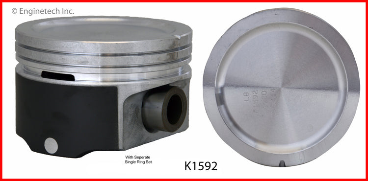 Enginetech K1592(6)PSTD Engine Piston Kit with Separate Full Ring Stack for Isuzu and Chevrolet Vehicles