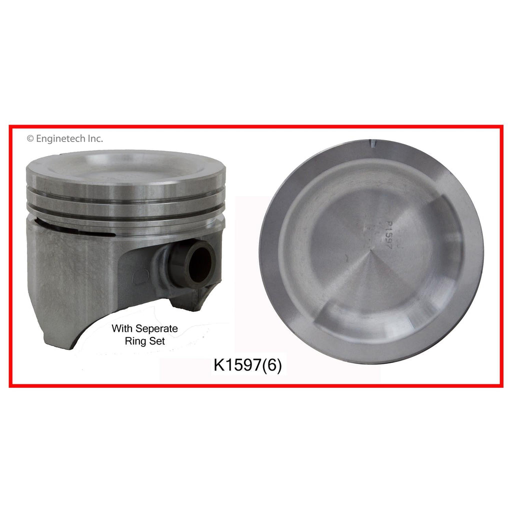 Enginetech K1597(6)030 Engine Piston Kit with Full Ring Stack for Ford F-100 and F-250 (1969-1974)