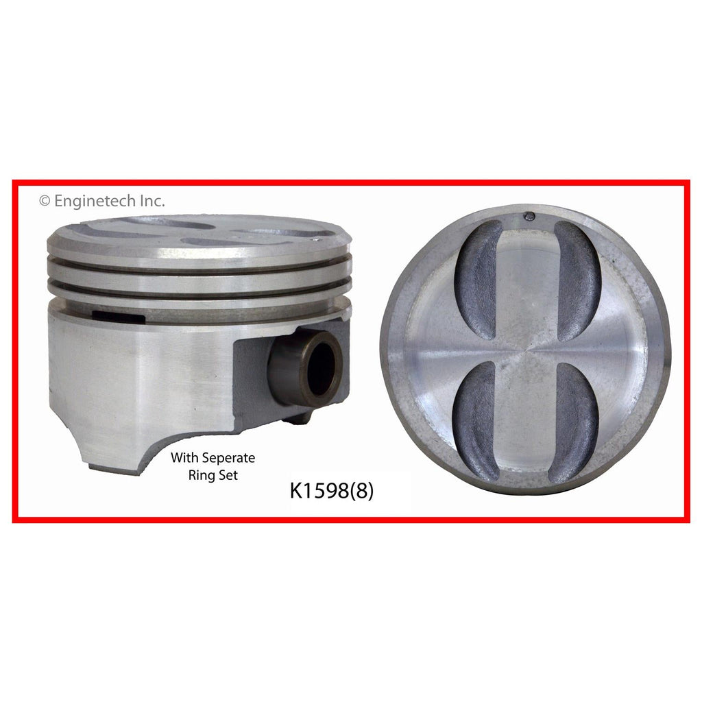 Enginetech K1598(8)060 Engine Piston Kit with Separate Full Ring Stack for Chevy, Buick, Cadillac (1991-1992 Models)