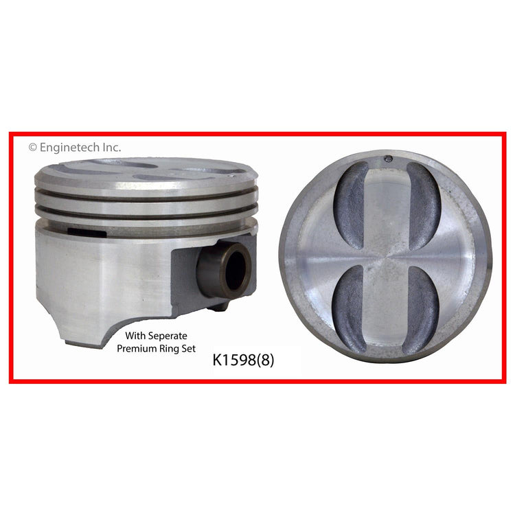 Enginetech K1598(8)P060 Engine Piston Kit with Separate Full Ring Stack for Chevy, Buick, Cadillac Chassis