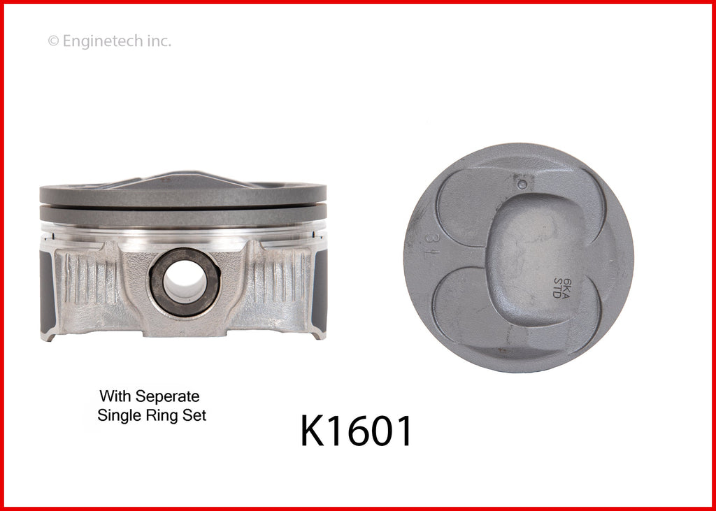 Enginetech K1601(6)PSTD Engine Piston Kit with Separate Full Ring Stack for Nissan and Infiniti Models