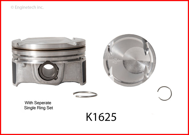 Enginetech K1625(4)PSTD Engine Piston Kit with Separate Full Ring Stack for Hyundai and Kia Models
