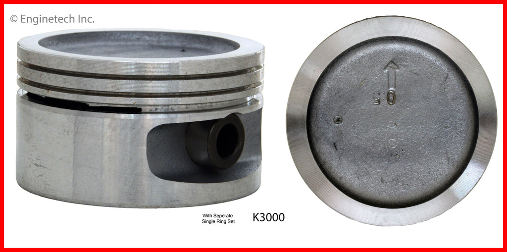 Enginetech K3000(4)STD Engine Piston Kit with Full Ring Stack for Chevrolet Vehicles