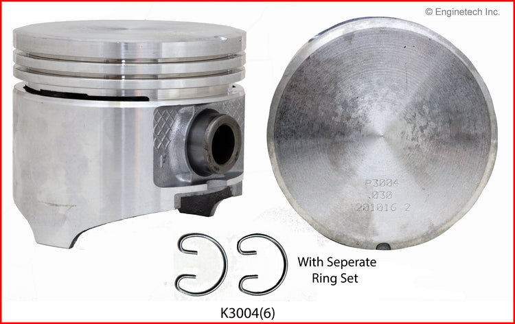 Enginetech K3004(6)040 Engine Piston Kit with Full Ring Stack for Dodge B150 (1988-1997)