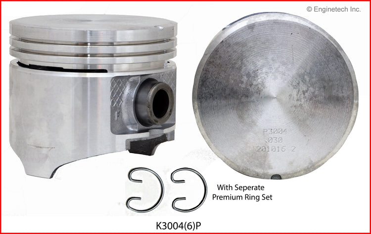 Enginetech K3004(6)P040 Engine Piston Kit with Separate Full Ring Stack for Dodge B150 (1988-1997)