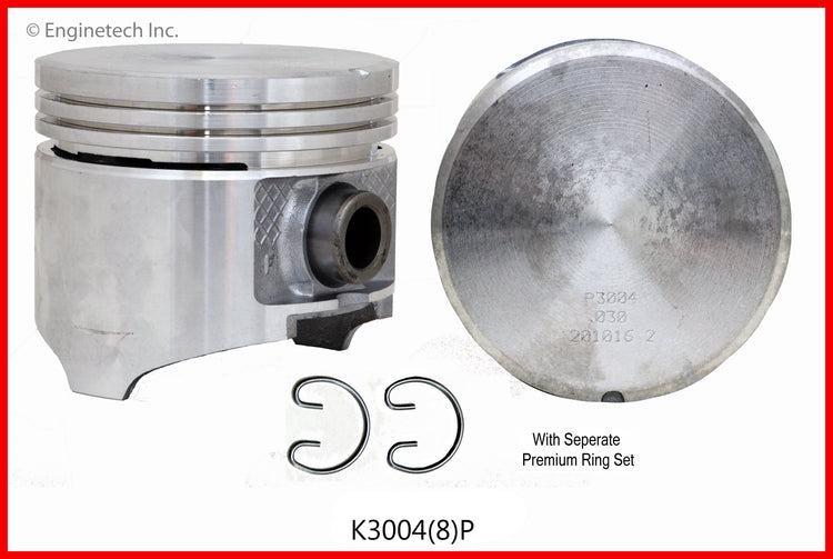 Enginetech K3004(8)PSTD Engine Piston Kit with Separate Full Ring Stack for Dodge and Chrysler Vehicles