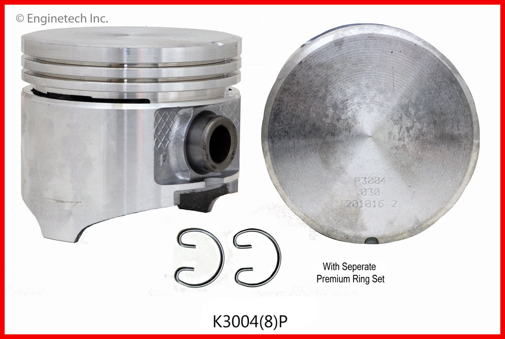 Enginetech K3004(8)P020 Engine Piston Kit with Separate Full Ring Stack for Dodge and Chrysler Models