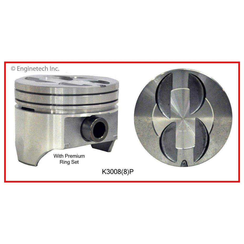 Enginetech K3008(8)P060 Engine Piston Kit with Separate Full Ring Stack for Ford Vehicles