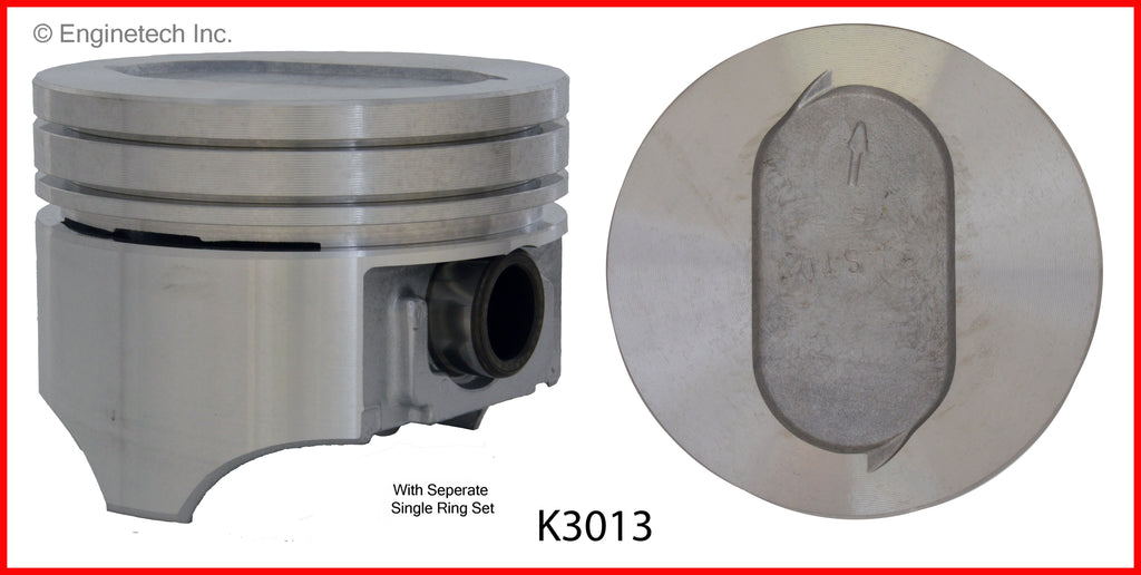Enginetech K3013(8)060 Engine Piston Kit with Separate Full Ring Stack for Ford F-250 and F-350 (1988-1993)