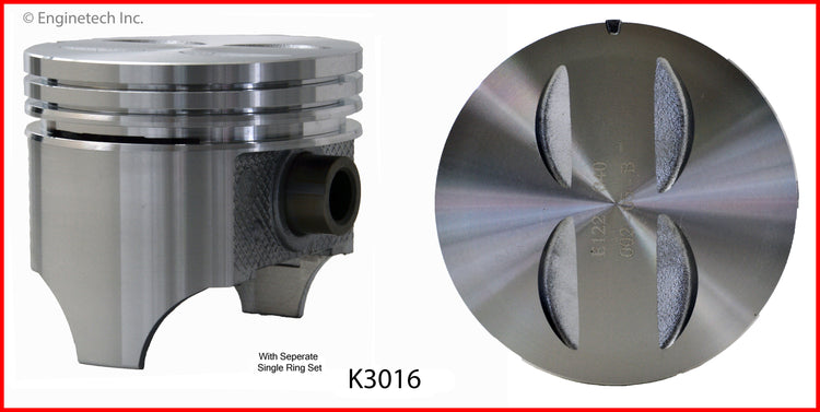 Enginetech K3016(8)060 Engine Piston Kit with Full Ring Stack for Classic Chevrolet Engines