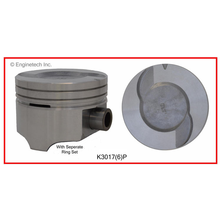 Enginetech K3017(6)P.75 Engine Piston Kit with Full Ring Stack for Ford Mustangs and Taurus