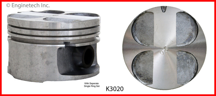 Enginetech K3020(6)PSTD Engine Piston Kit with Separate Full Ring Stack for Chevrolet Lumina and Monte Carlo