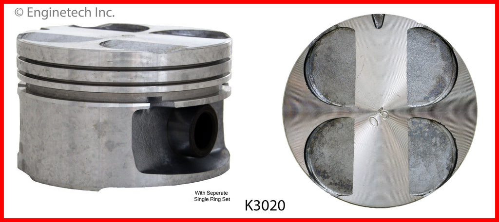 Enginetech K3020(6)P.75 Engine Piston Kit with Separate Full Ring Stack for Chevrolet Lumina & Monte Carlo