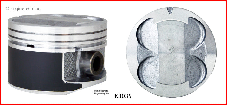 Enginetech K3035(6)PSTD Engine Piston Kit with Separate Full Ring Stack for Chrysler Models