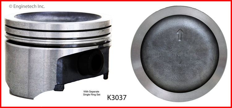 Enginetech K3037(6)PSTD Engine Piston Kit with Separate Full Ring Stack for Buick Models