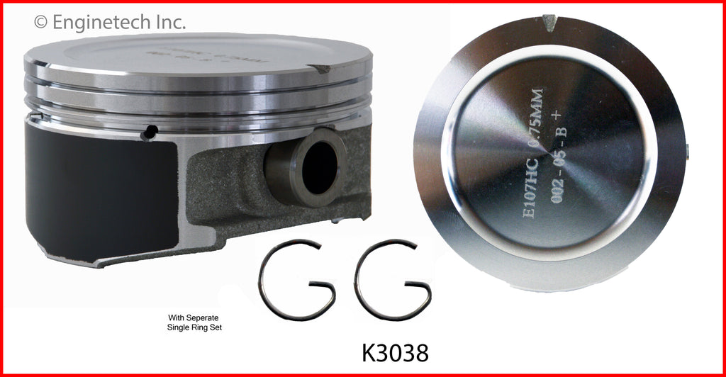 Enginetech K3038(6)P.50 Engine Piston Kit with Full Ring Stack for Buick and Chevrolet Models