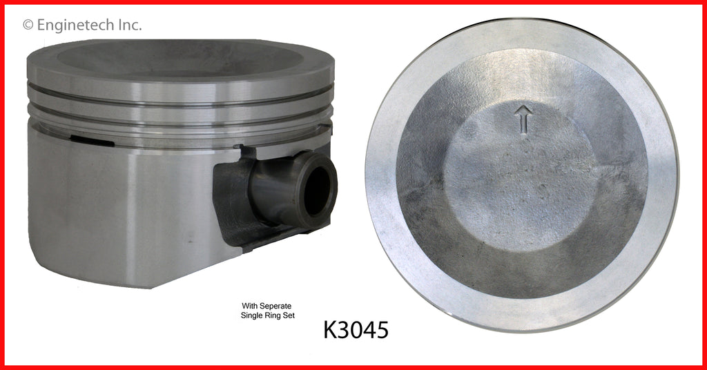 Enginetech K3045(6)P.75 Engine Piston Kit with Separate Full Ring Stack for Ford Vehicles