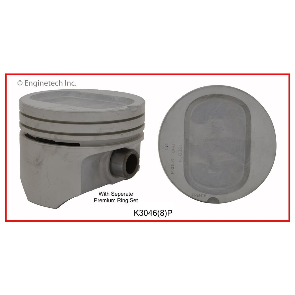 Enginetech K3046(8)PSTD Engine Piston Kit with Separate Full Ring Stack for Ford Broncos and E-Series Vans