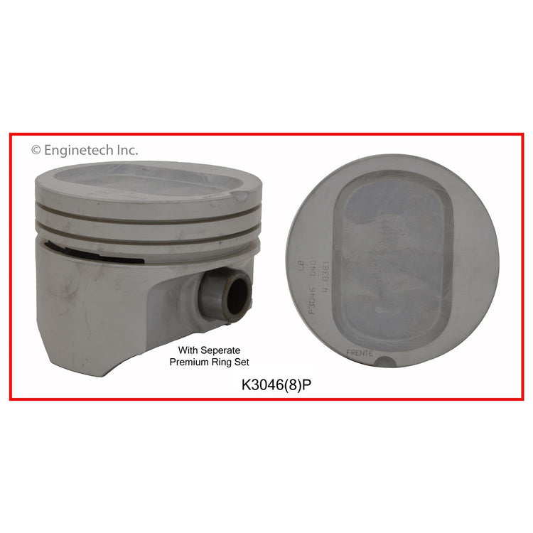 Enginetech K3046(8)P060 Engine Piston Kit with Separate Full Ring Stack for Ford Broncos and E-Series Vans
