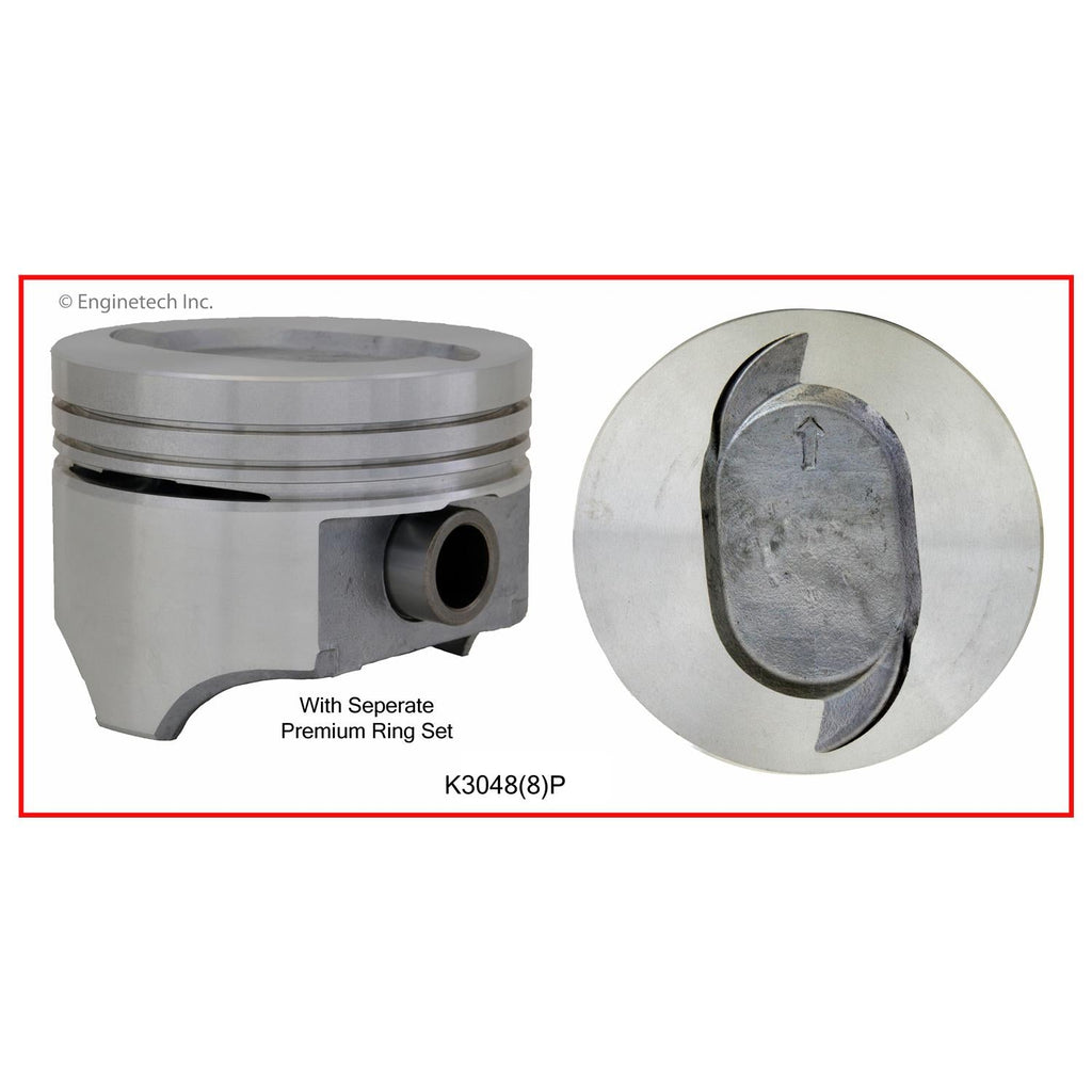 Enginetech K3048(8)PSTD Engine Piston Kit with Separate Full Ring Stack for Ford F-350 (1992-1997)
