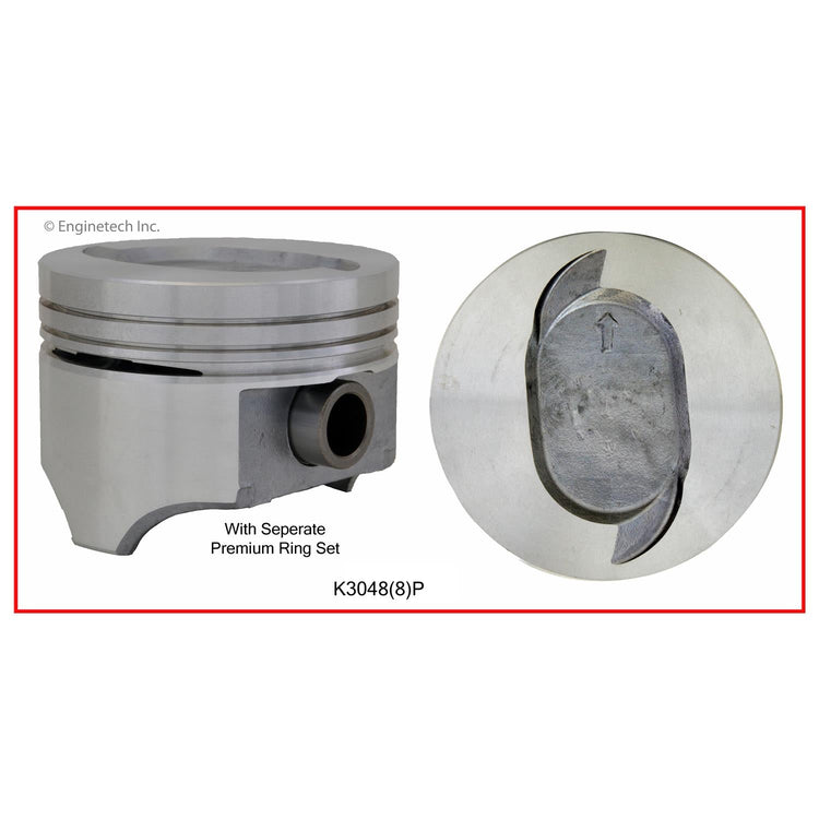 Enginetech K3048(8)P040 Engine Piston Kit with Full Ring Stack for Ford F-350