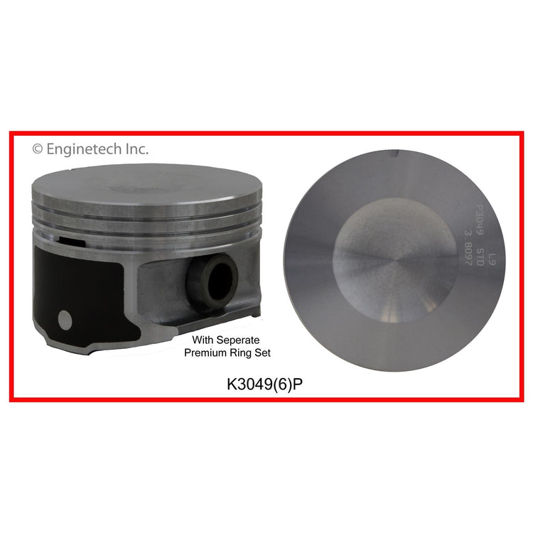 Enginetech K3049(6)P.50 Engine Piston Kit with Separate Full Ring Stack for Ford Mustang and Windstar