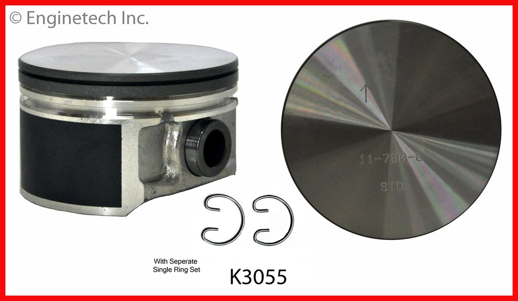 Enginetech K3055(6)P.50 Engine Piston Kit with Full Ring Stack for Chrysler Vehicles